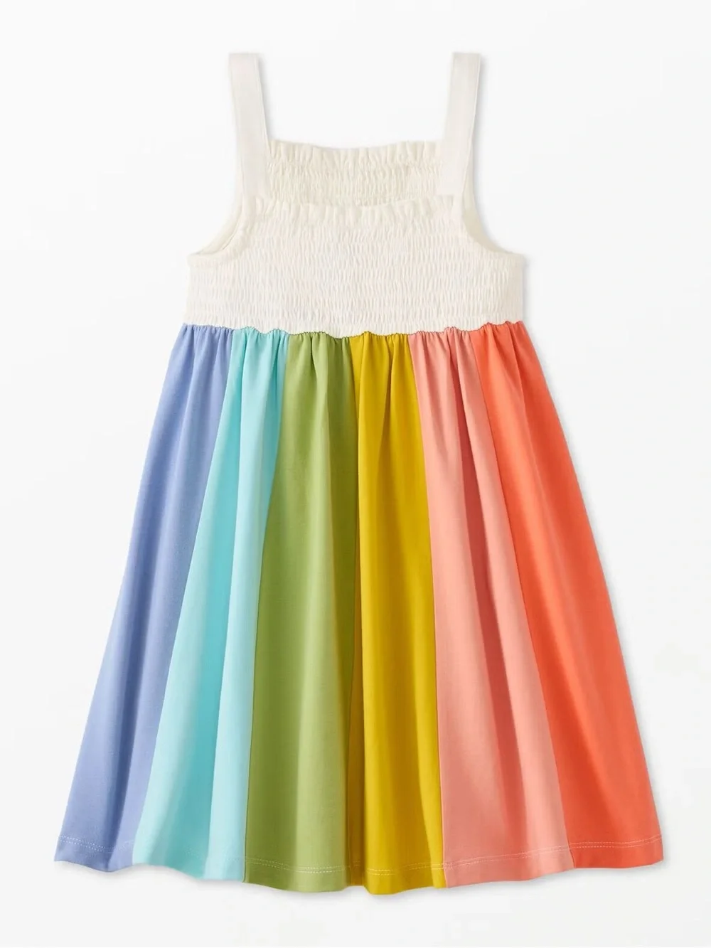 Hanna Andersson Sleeveless Smocked Rainbow Dress with Pockets Size 8